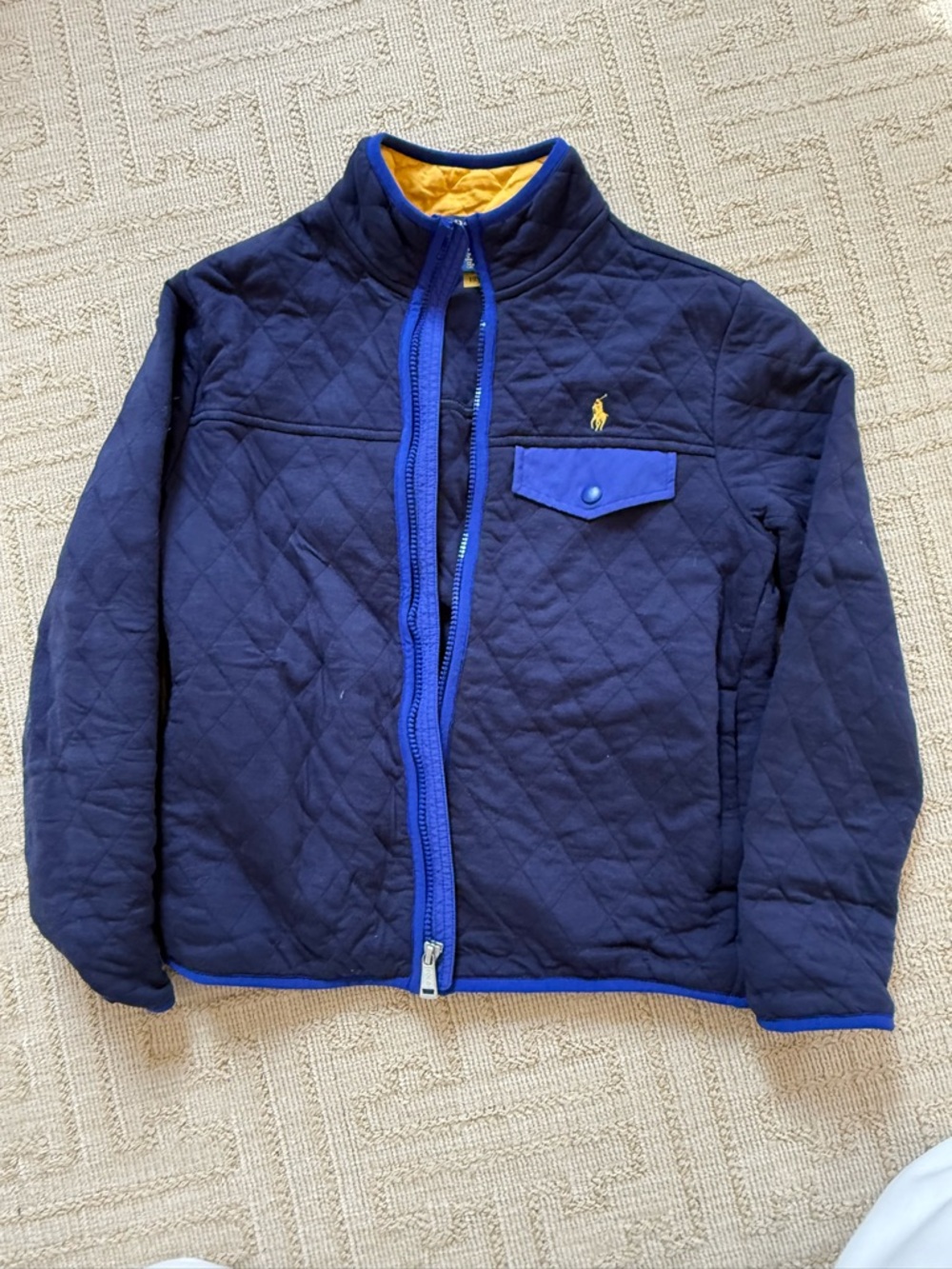 New Polo Ralph Lauren Navy Jacket Top Cardigan Royal Blue Trim 10-12